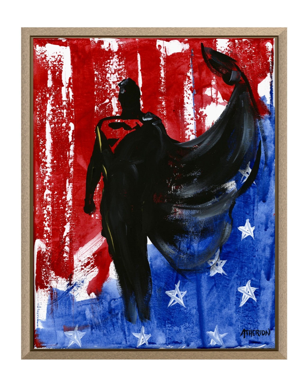 Atherton 11×14 Original Expressionism Acrylic Painting «Superman USA» signed