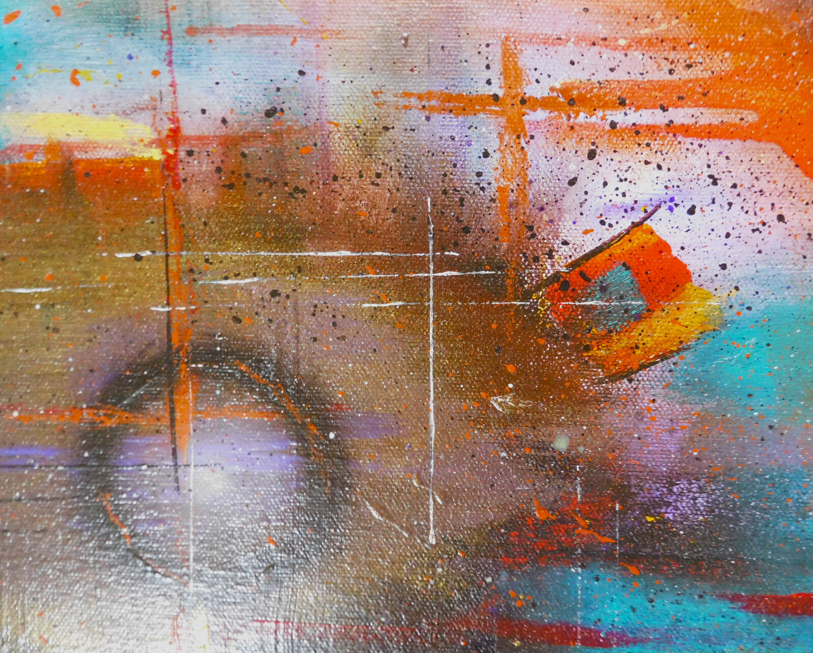 Original Abstract Celestial Planets Galaxy Outer Space Painting Art By Rain Crow
