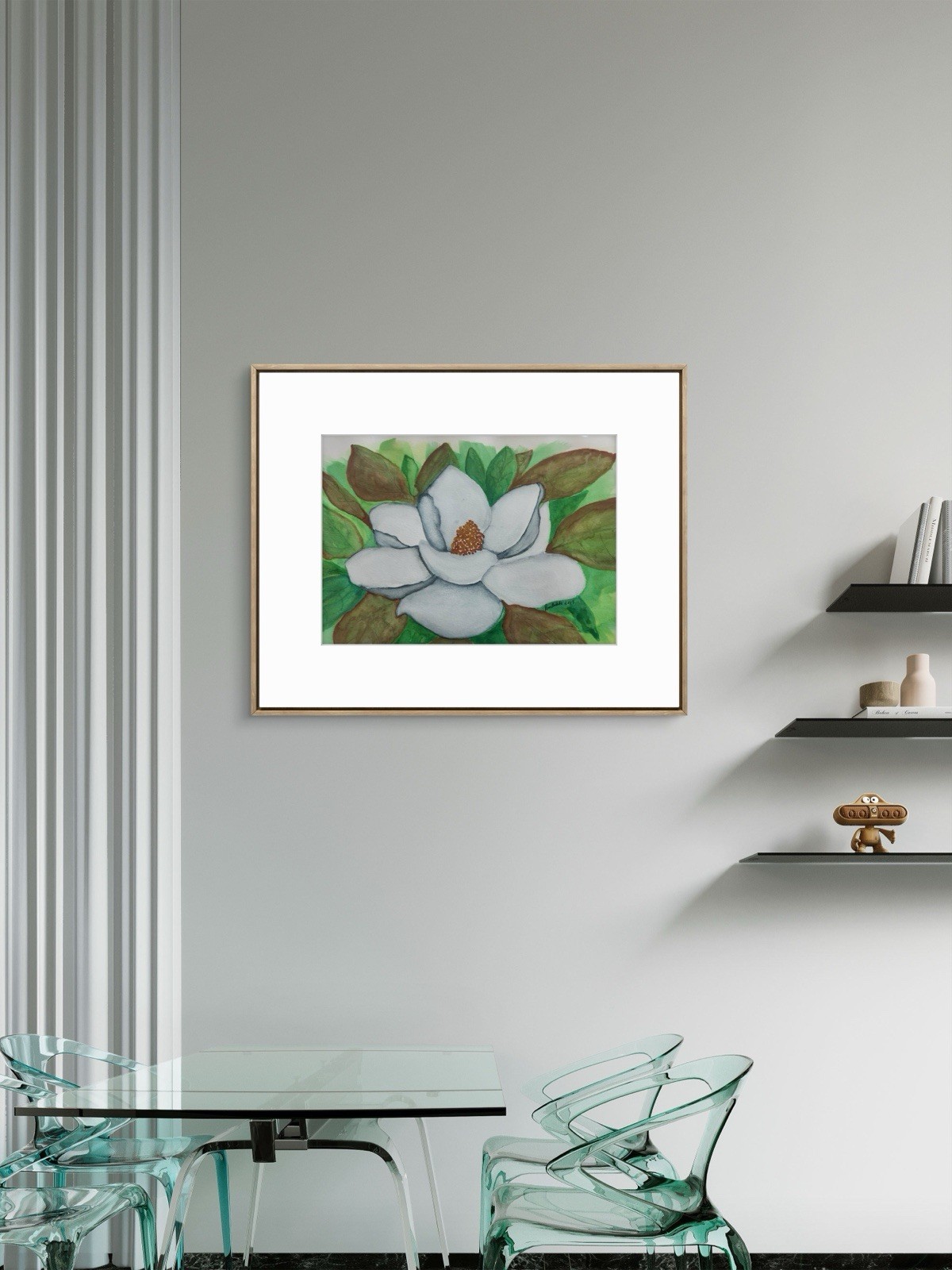 Magnolia Original Art 14X11 Paper Magnolia Green Background