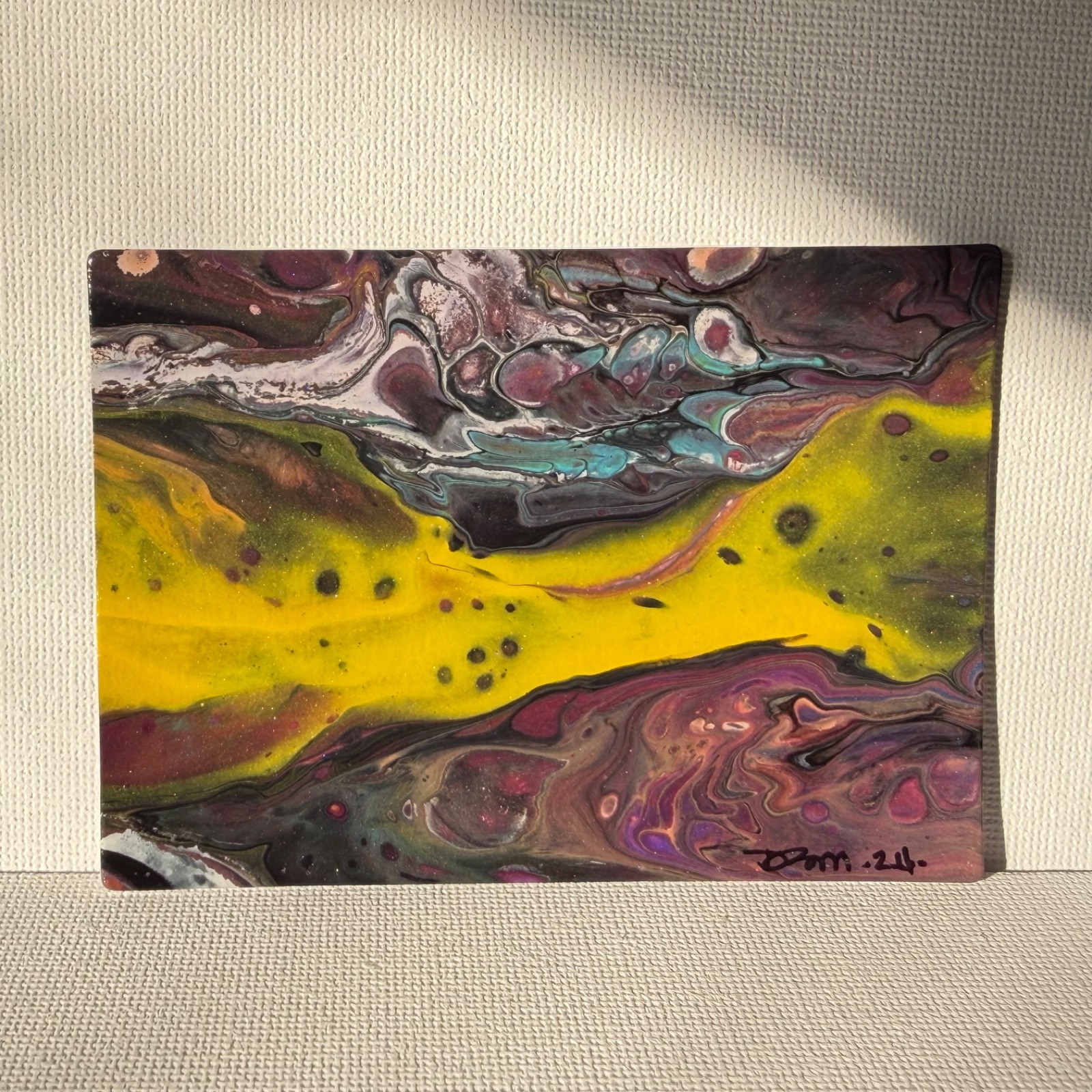 1 ACEO 2.5 x 3.5 Acrylic Abstract Paintings On Watercolor Paper