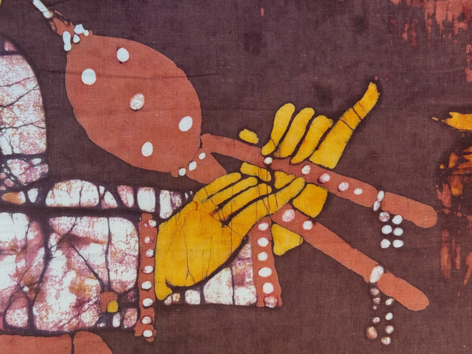 VINTAGE ORIGINAL ASIAN BATIK PAINTING SNAKE CHARMER COBRA INDIA MIDDLE EAST ART