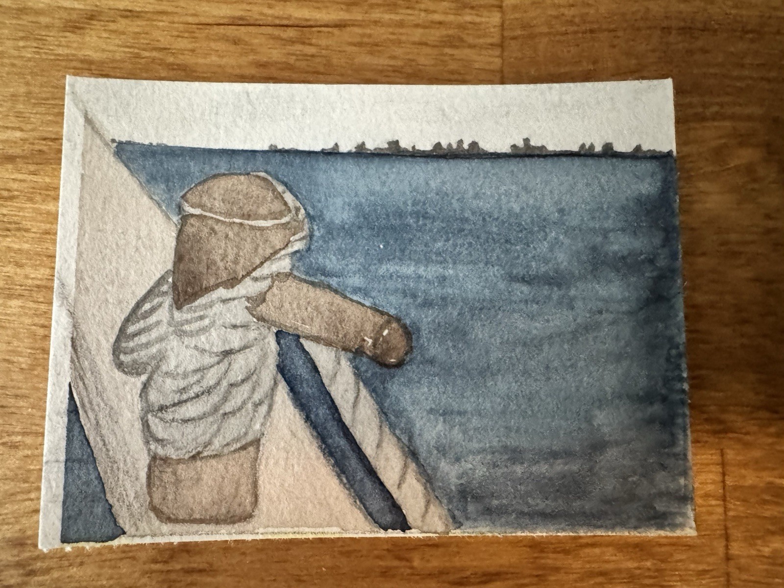 ACEo “Down By The Pier” Watercolor By DBossert Seascape