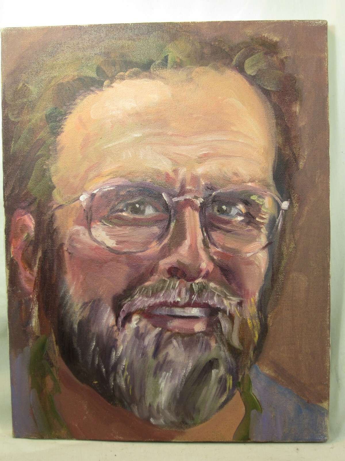 Robert Eberle hand painted self portrait famous Indiana USA artist unsigned oil
