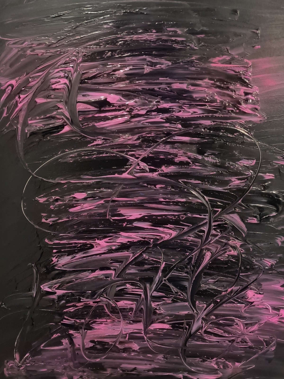 Trey Coppland, Black Heart Abstract Original Canvas Painting, 24 in Signed2026