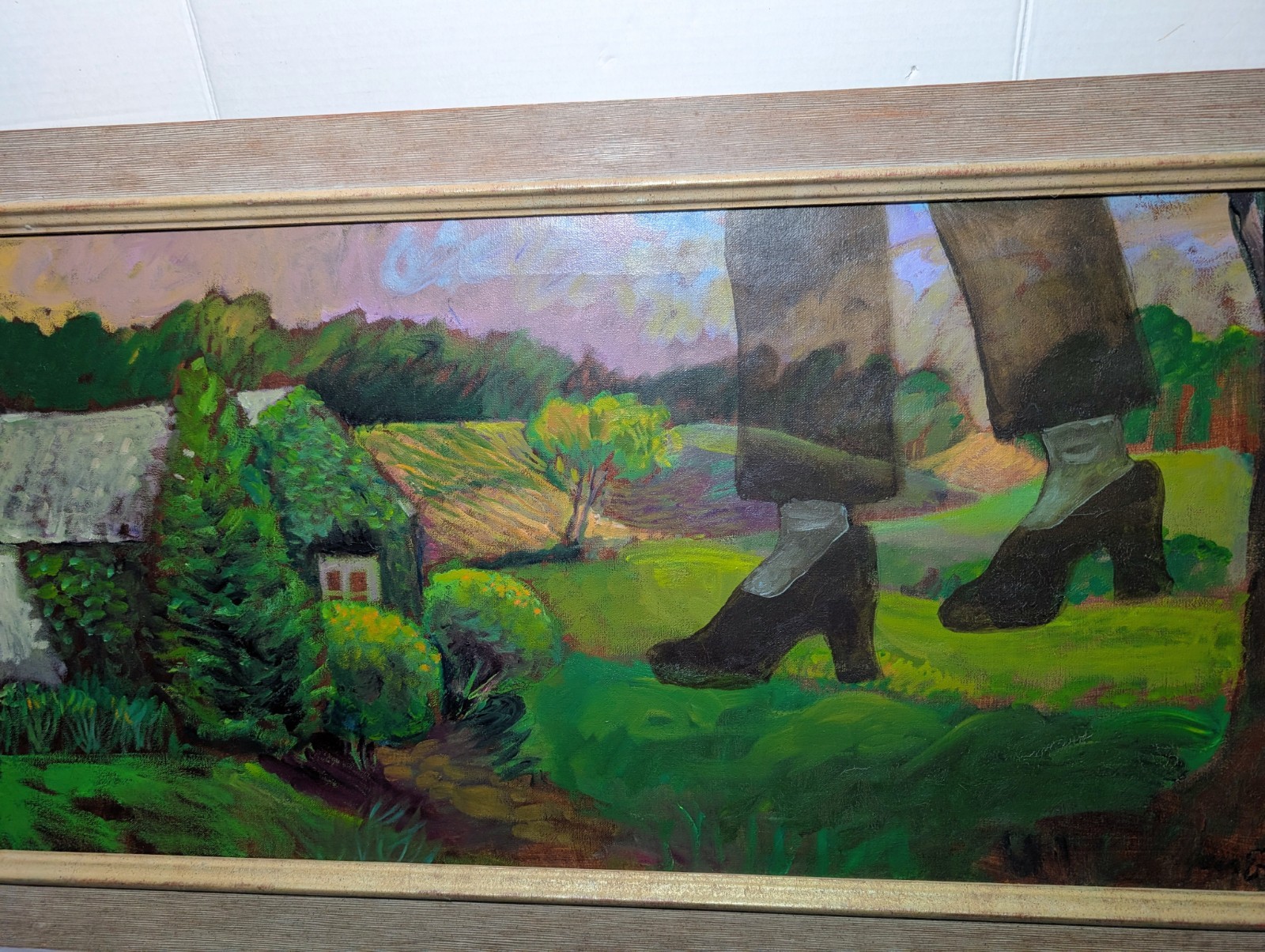 JOAN ERBE ORIGINAL OIL ON CANVAS SUREAL PAINTING LARGE 34″X 17″