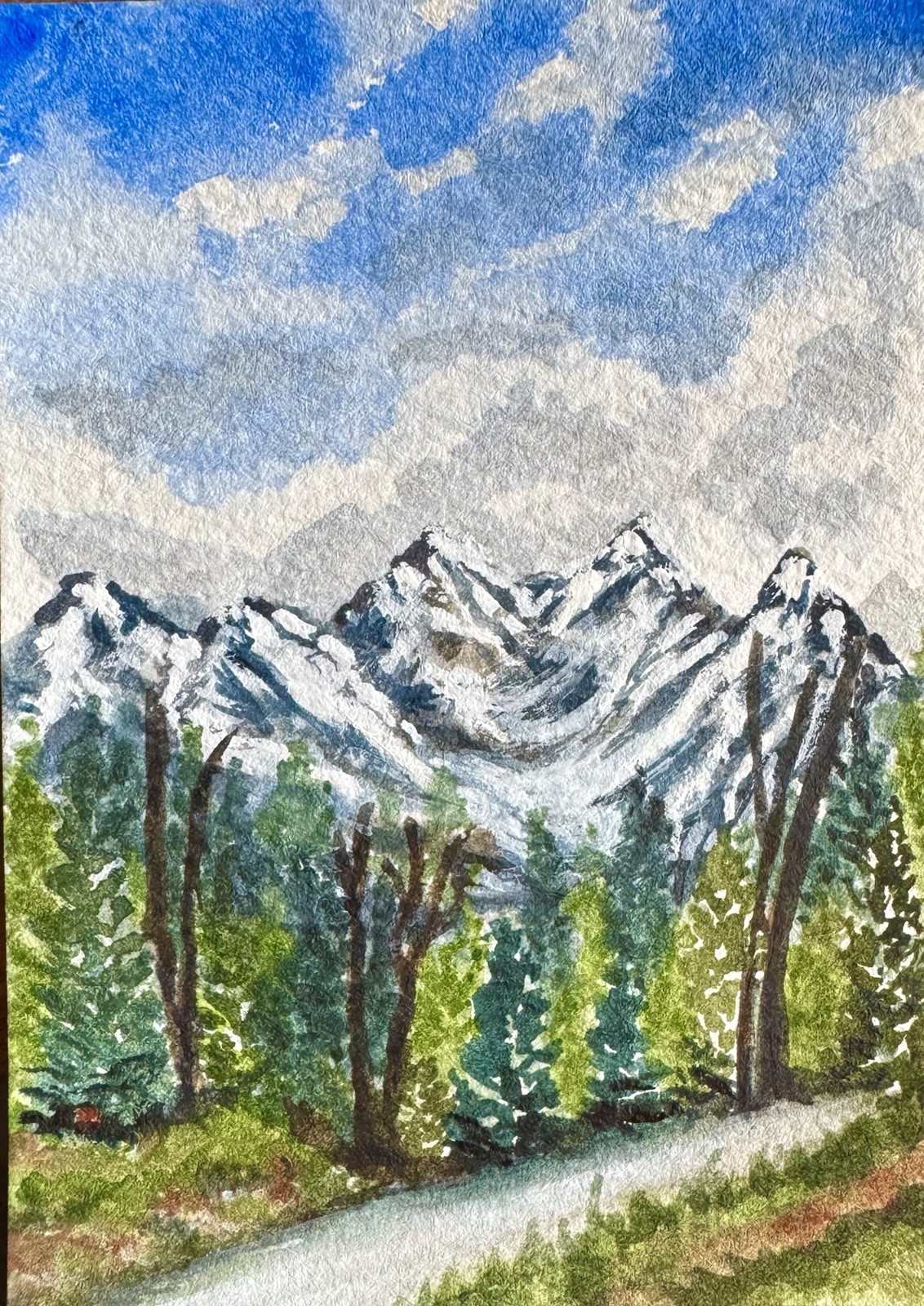 Aceo Watercolor Painting Original One Of A Kind Mini Painting Of Mountain Road