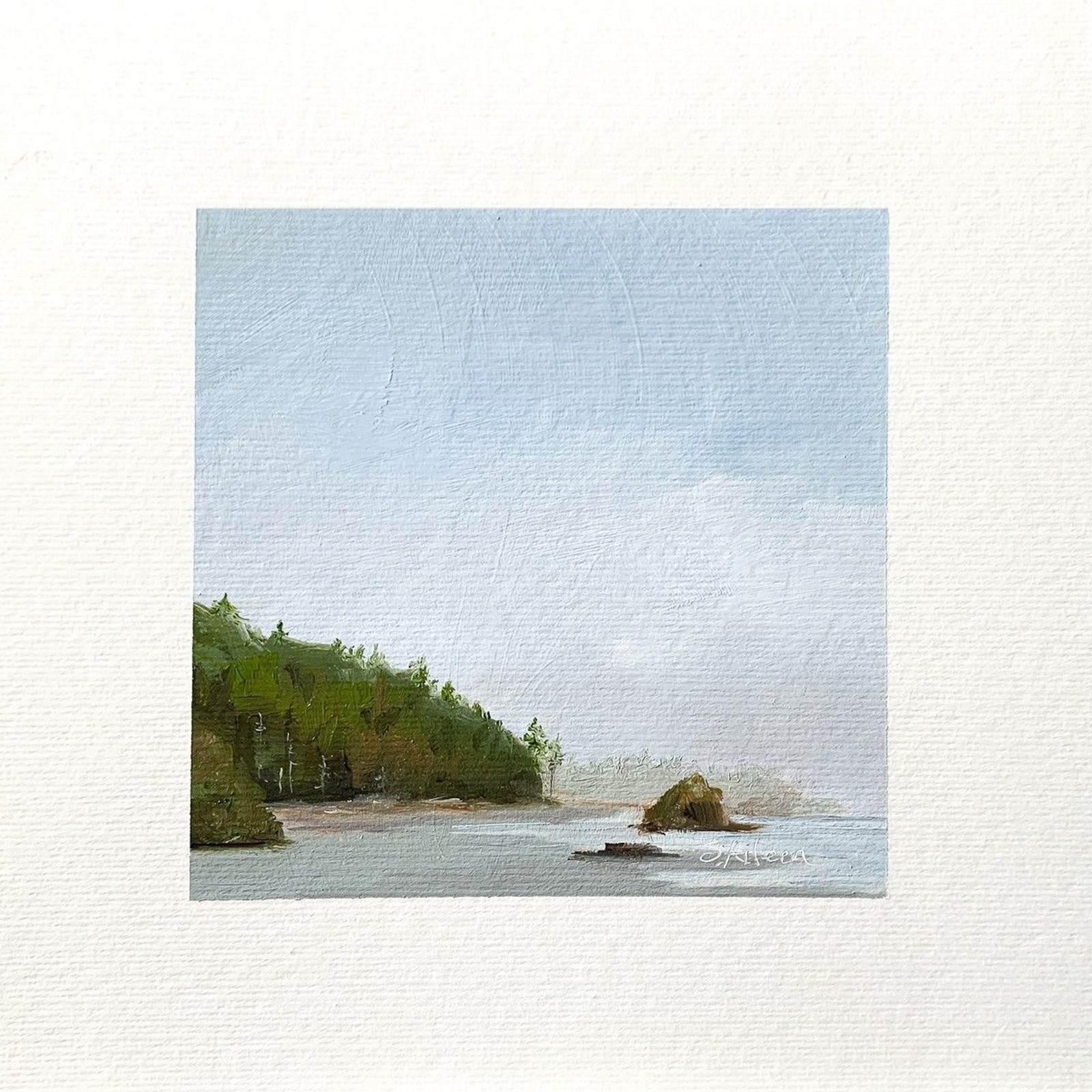 8×8 PNW Original Oil Painting Second Beach Seascape Pacific Olympic Coast Signed