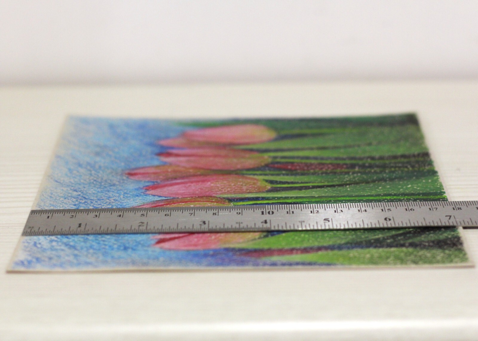 Pink Tulips 7×7 Original Oil Pastel Painting Spring Flowers Hand Painted Artwork