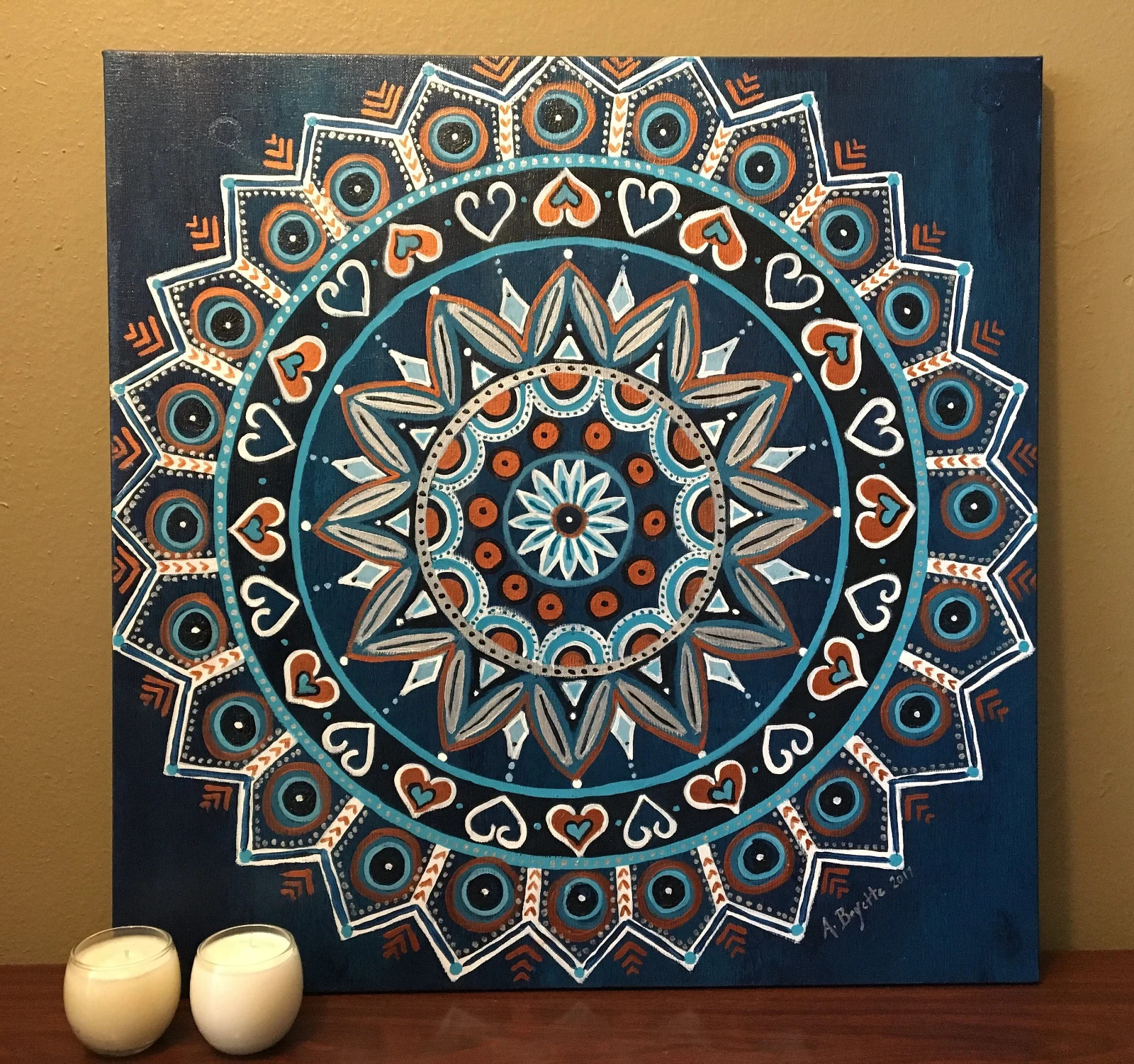 Abstract Painting MANDALA Acrylic Zen Spiritual Buddhism Meditate Circle Canvas