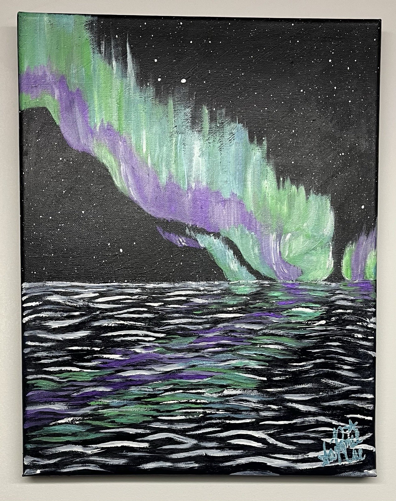 Sammie Rae’s Aurora Borealis Canvas 11”x14” Acrylic Painting