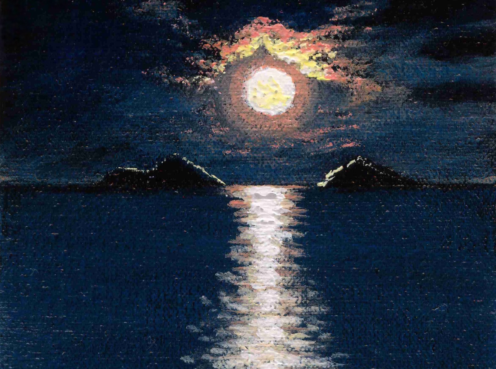 MOON V – Original Oil Miniature 6″x4″ | Moon Reflections Series | NO FRAME