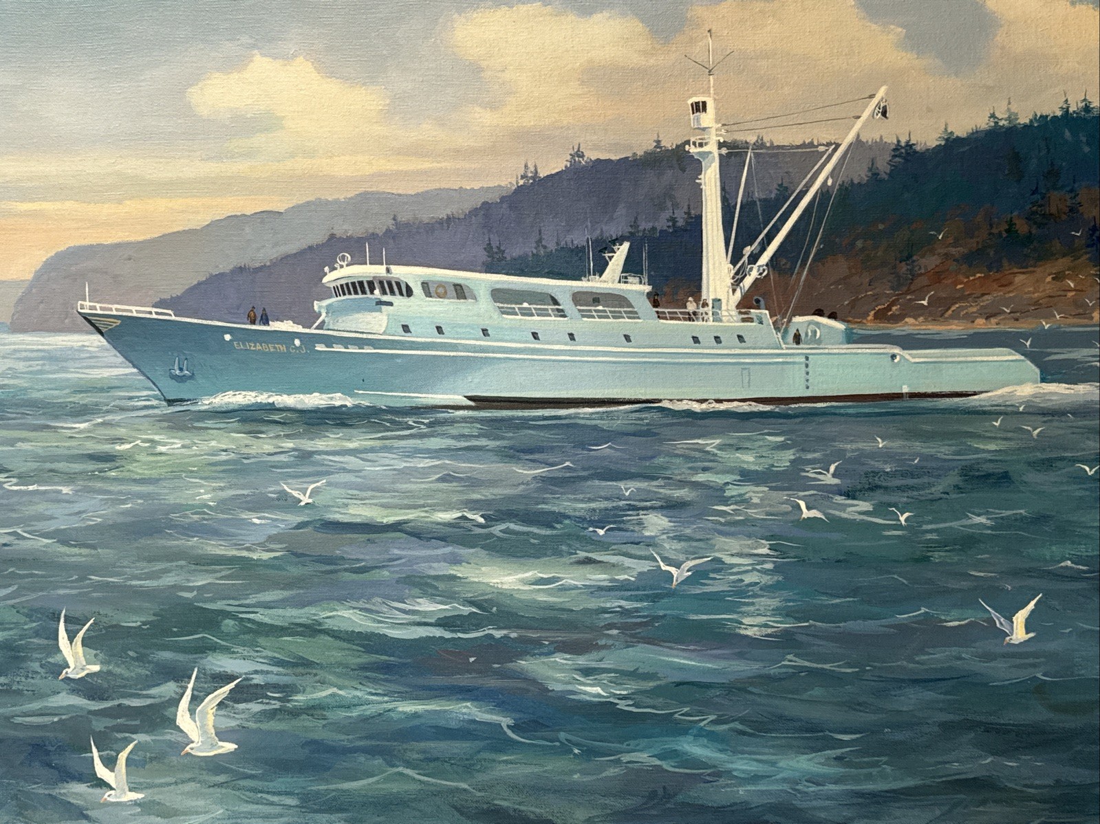 CLARENCE ATTRIDGE PAINTING VINTAGE COASTAL BEACH SEA BOAT YACHT LISTED FAMOUS