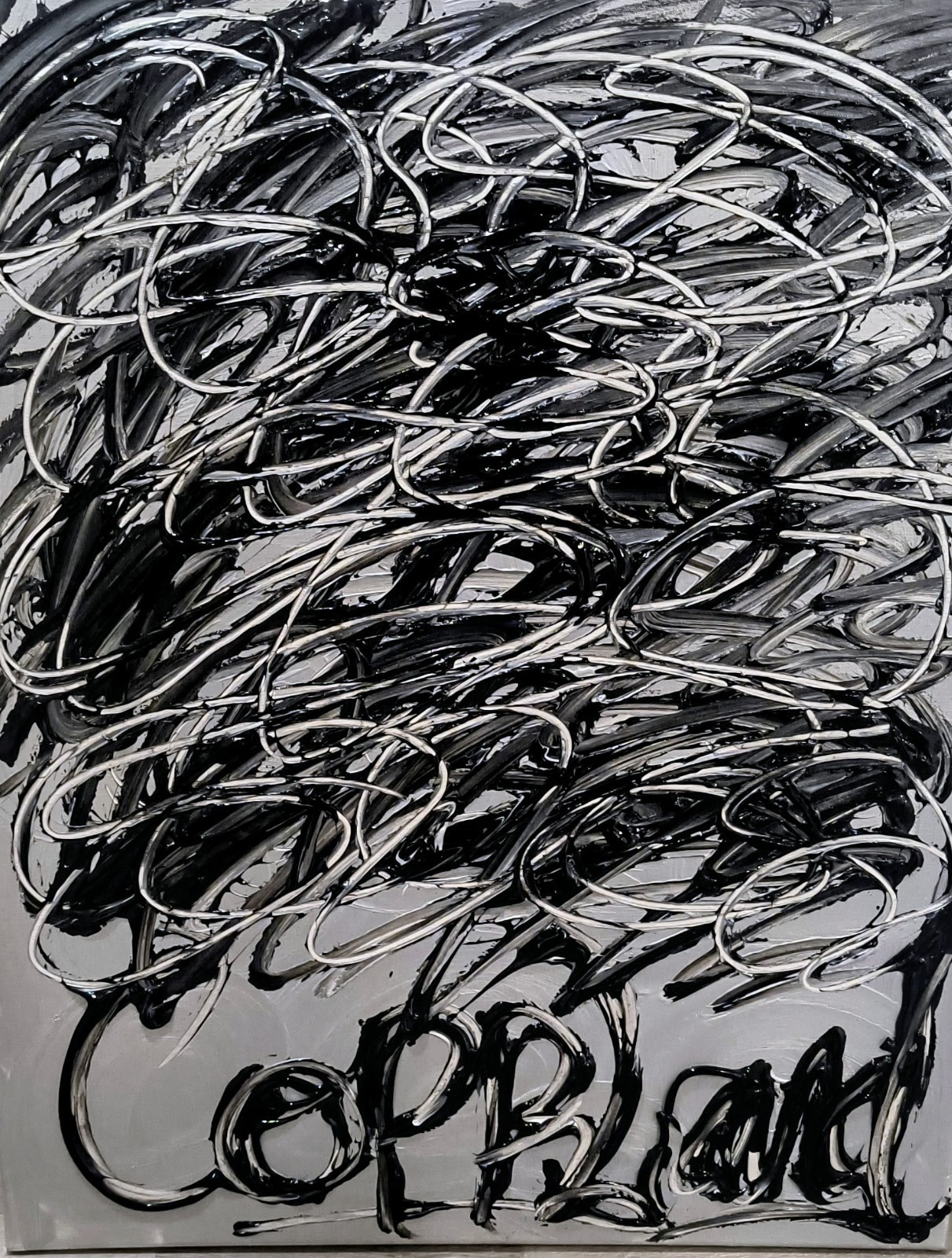 Trey Coppland, Black Night, Abstract Acrylic, 24+36 in, 2026, Signed Original