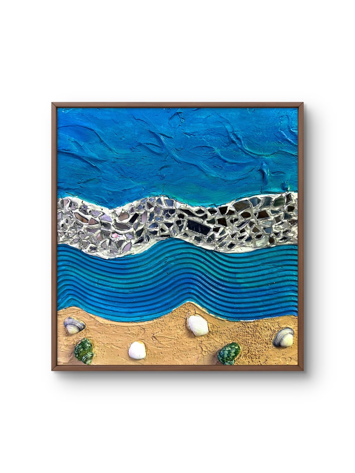 12×12 Original Abstract Mosaic Acrylic Pour Textured 3D Mixed Media Painting