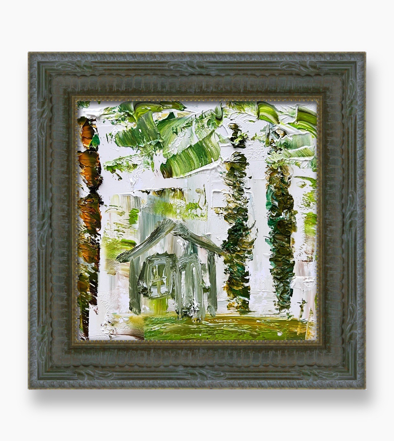 Caribbean Palm Cottage Painting • Relaxing Tropical Art • Modern Home Decor Gift