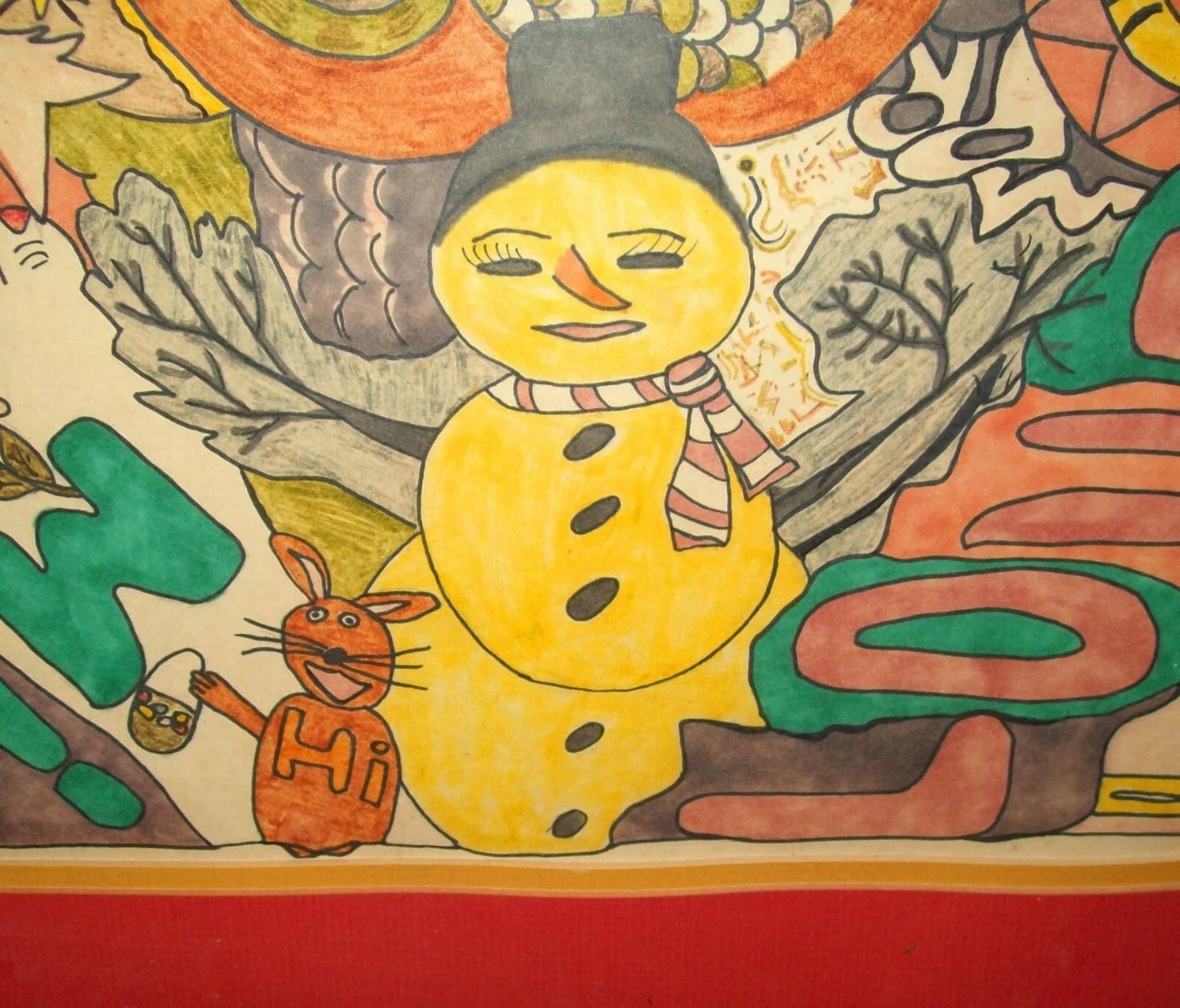 Old Vtg 1970s Belleville Ill Watercolor Pen Painting Psychedelic Art Peace Love