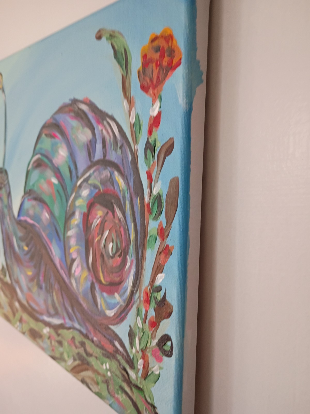 Colorful Snail 11×14 Canvas Original Art Expressionism Abstract Bold Color Kids