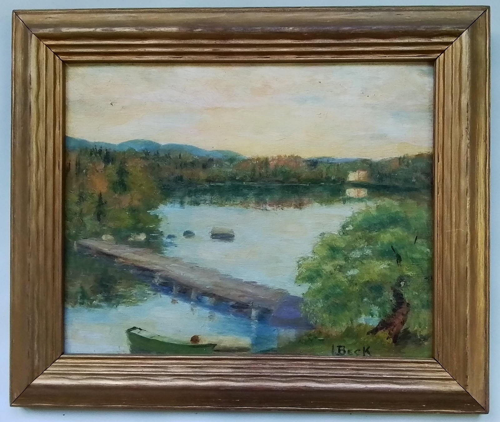 VINTAGE LANDSCAPE PAINTING W/POND~SIGNED BECK-LOOK !