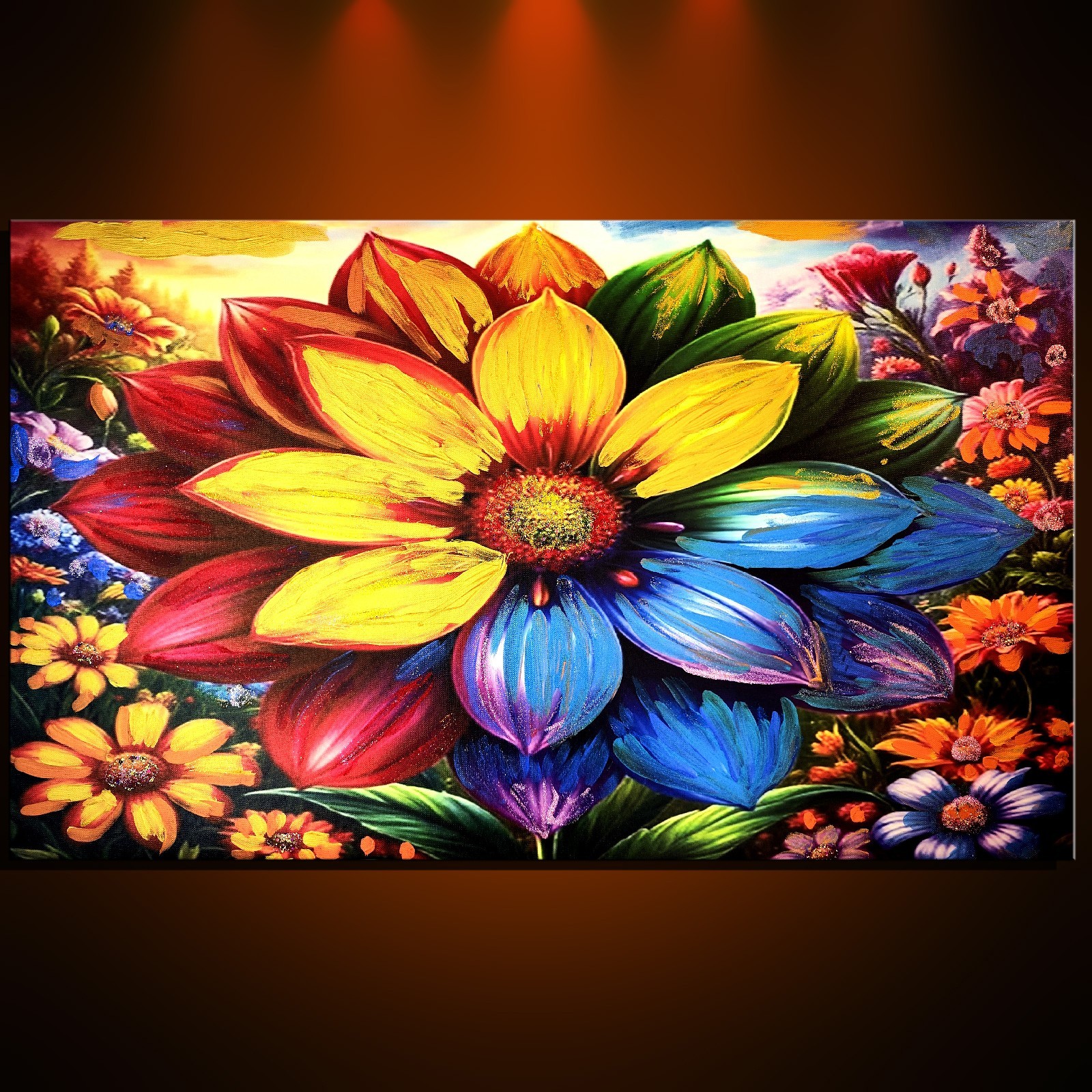 Original Flowers Abstract Painting Modern Art Canvas Home Deco 48″ Ready Hang