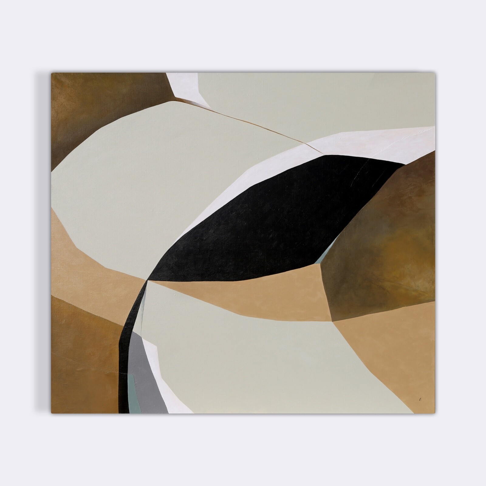 Original Painting of Geometric Composition Abstract Collage Art Terracotta