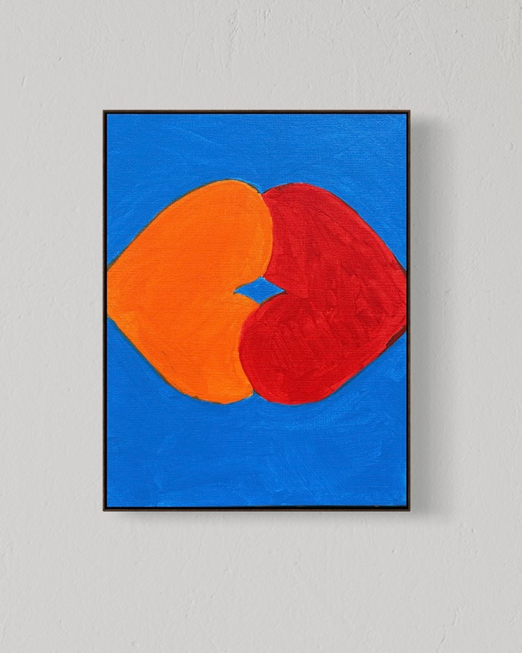 ORIGINAL The Kiss 8×10 Canvas Abstract Colorful Hearts Vibrant Wall Art