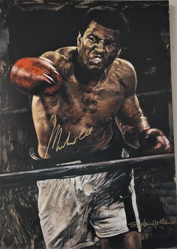 MUHAMMAD ALI Signed Stephen Holland 28×41 Giclee Canvas RARE OA