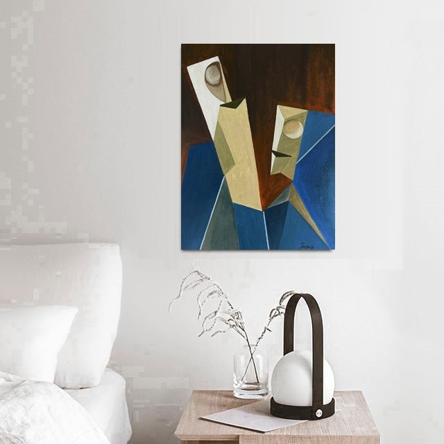 CUBIC Faces Original Art Geometric Painting Modern Abstract Wall Art Decor 12×16