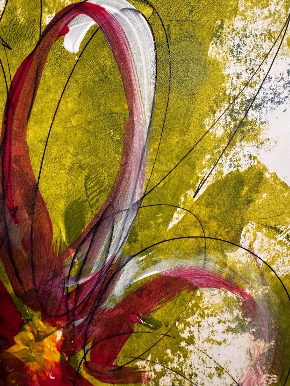 Original Abstract Expressionism 9X12 Flowers Paper Colorful Handmade Signed 9