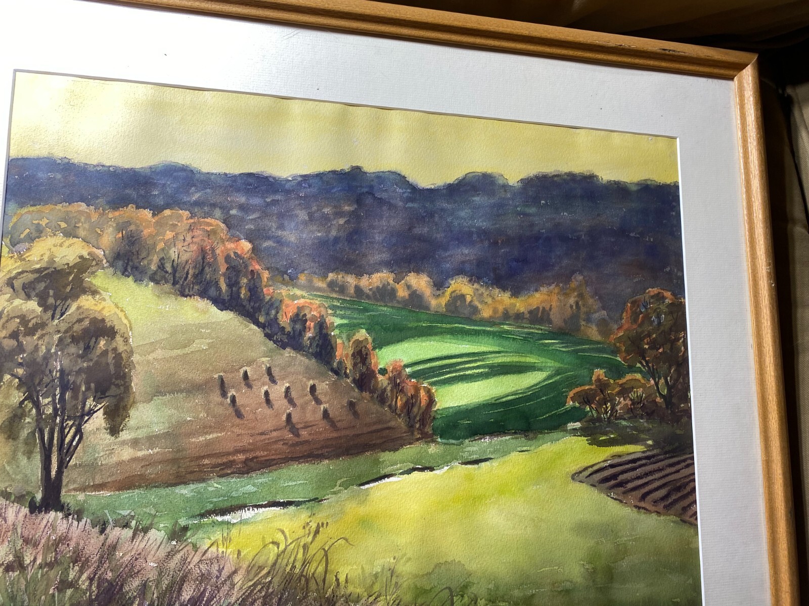Harry Louis Stevens (1901 – 1985) «Landscape Scene» Watercolor Painting – Framed
