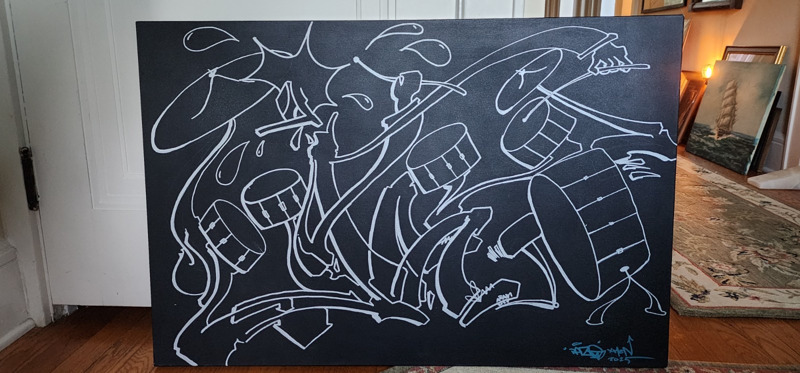 Original RAZE X-MeN «Funky Drummer» Acrylic and Spray Paint on Canvas