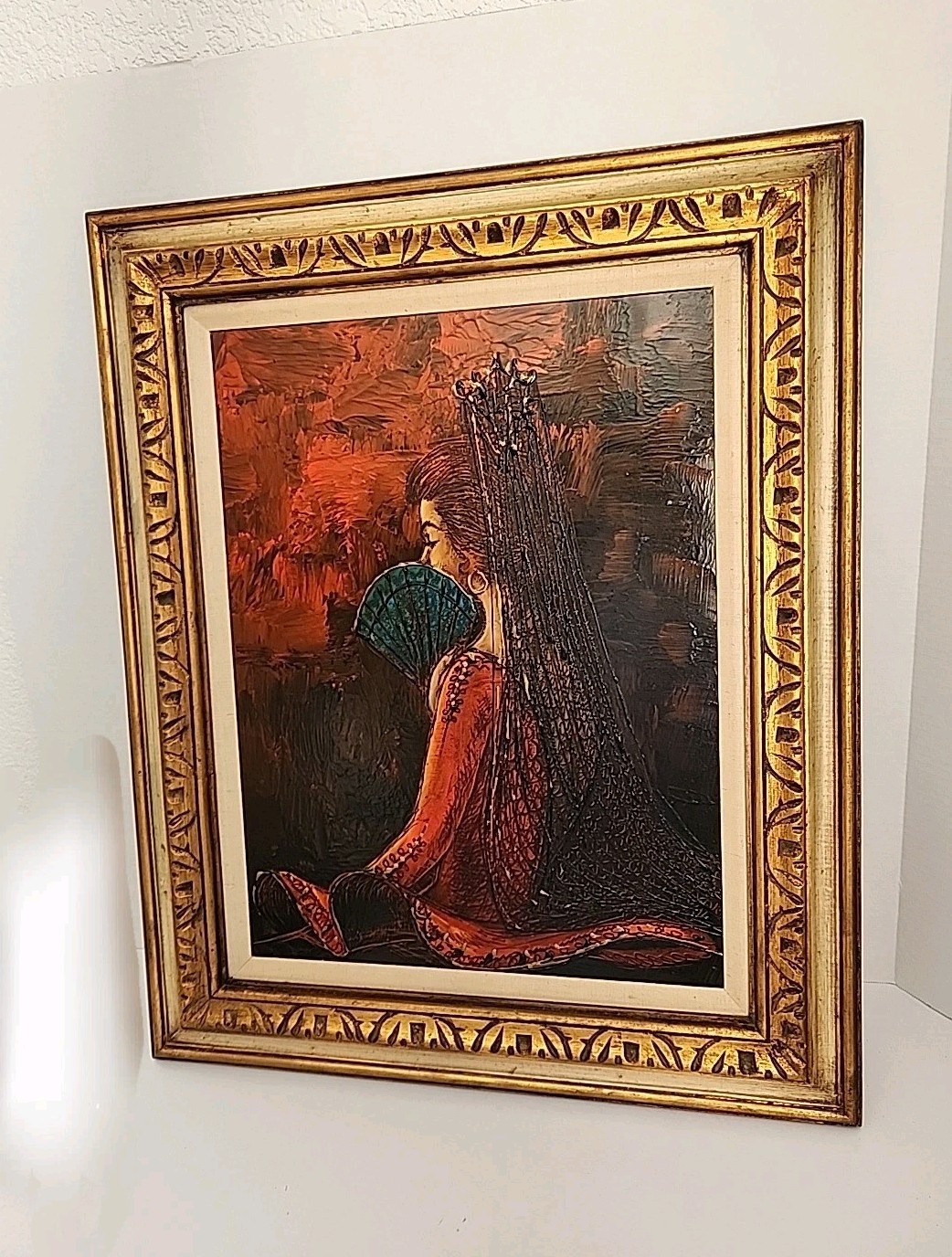 Vintage Mid Century Oil On Board,Framed Rolin, Spanish Lady Big 32″X26″