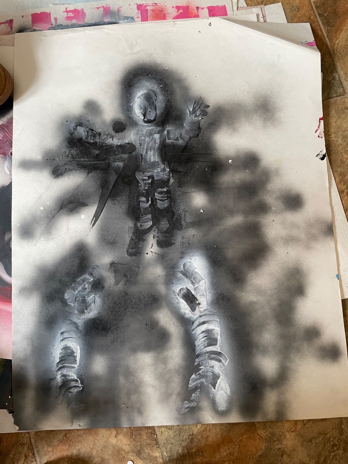 Painting art new Ody West “1st steps” graffit acrylic spray paint original 22×28