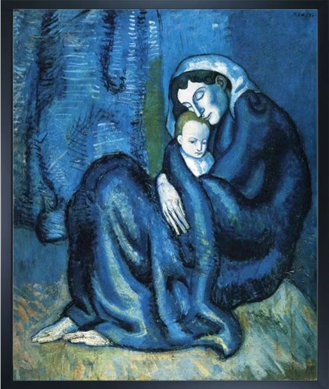 Pablo Picasso Mother and Child Handmade Custom Framed Oil Painting 20″ x 24″