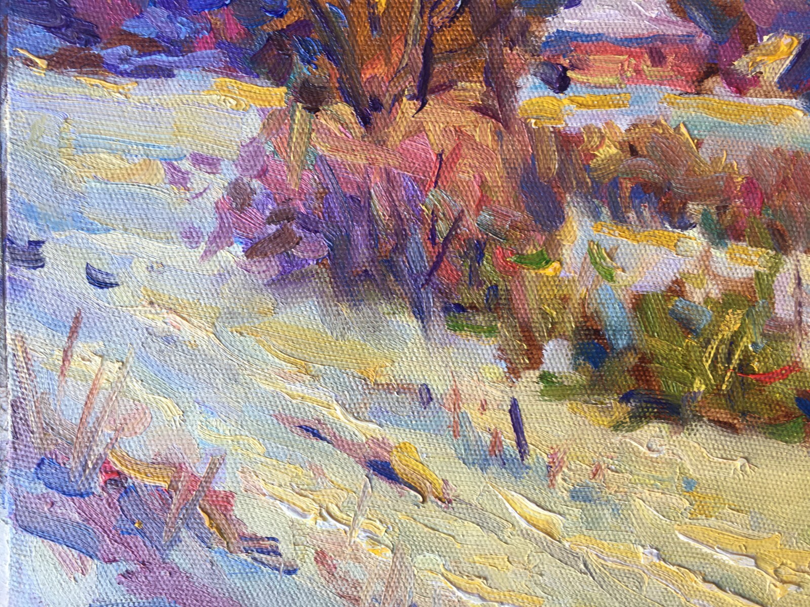 Oil painting winter Ukrainian painter Unframed Cardboard Decor original art