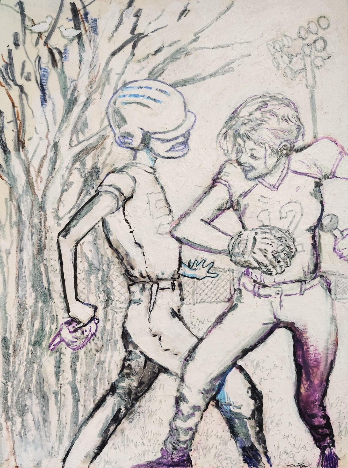 9 inch x 12 inch – Mixed-Media «Sports» Drawing – NO FRAME by A. Avila