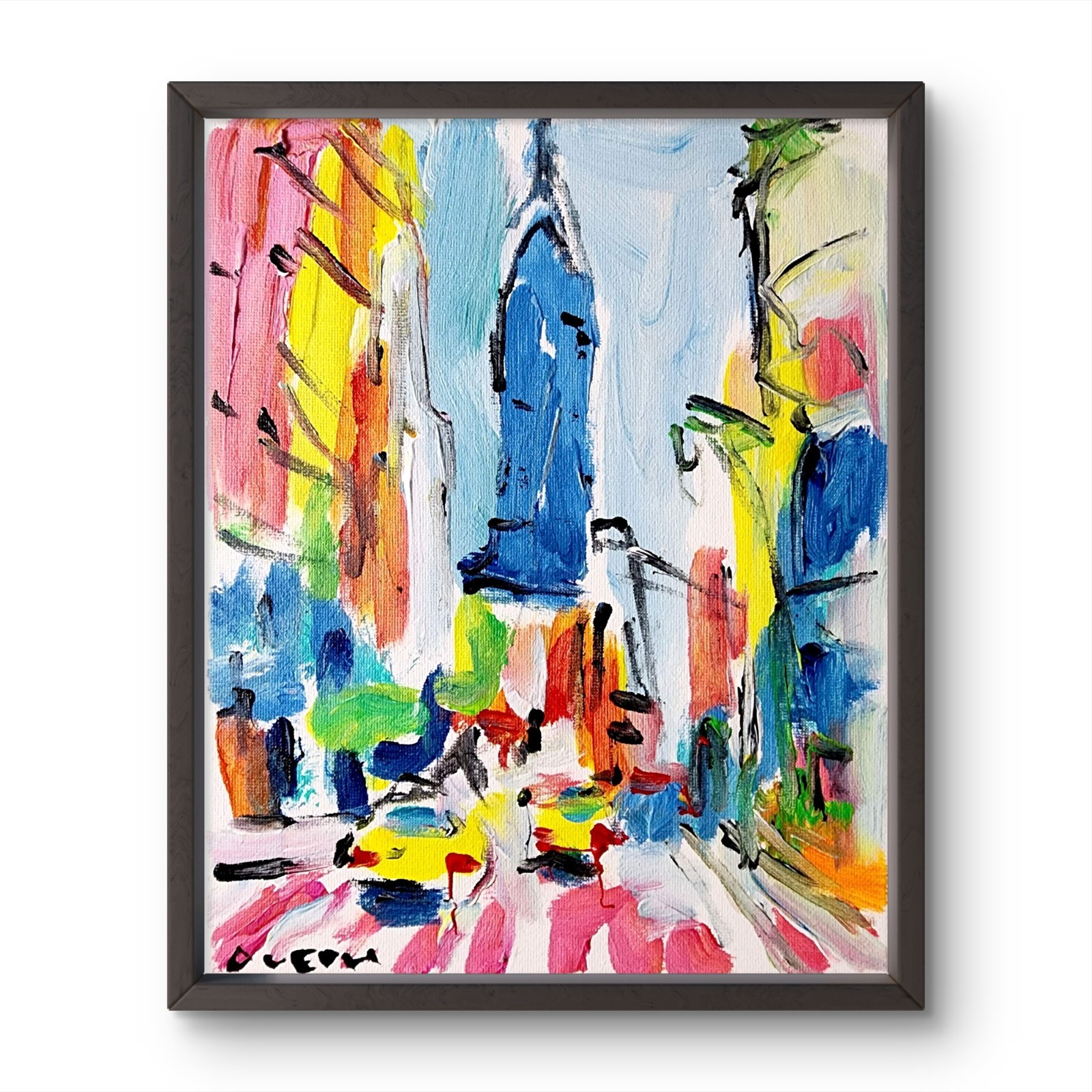 Aleph Original Art Cityscape 8×10 Abstract Expressionist Decor Painting Canvas