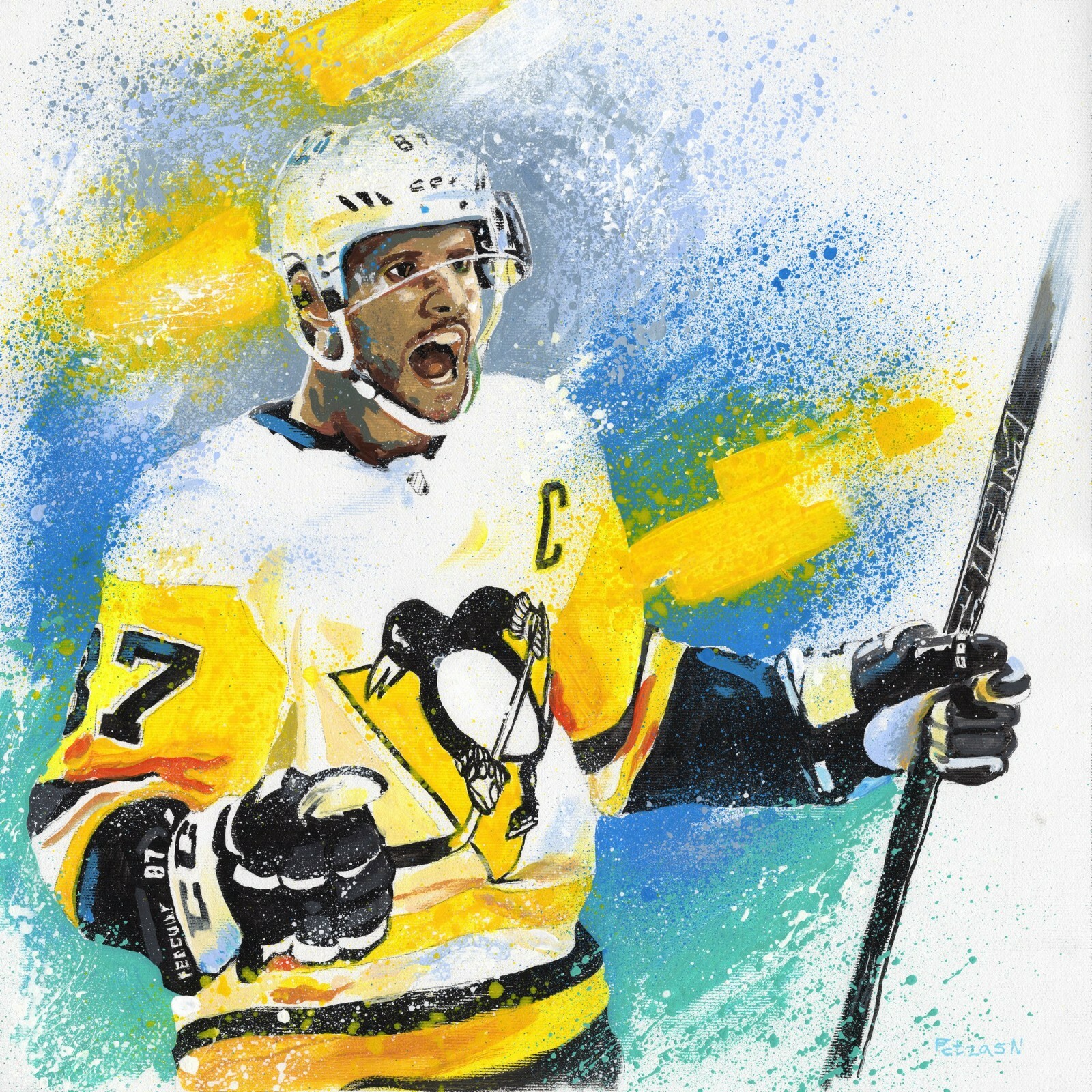 Sidney Crosby NHL Hockey Penguins Original Acrylic Oil Painting Art By Artist