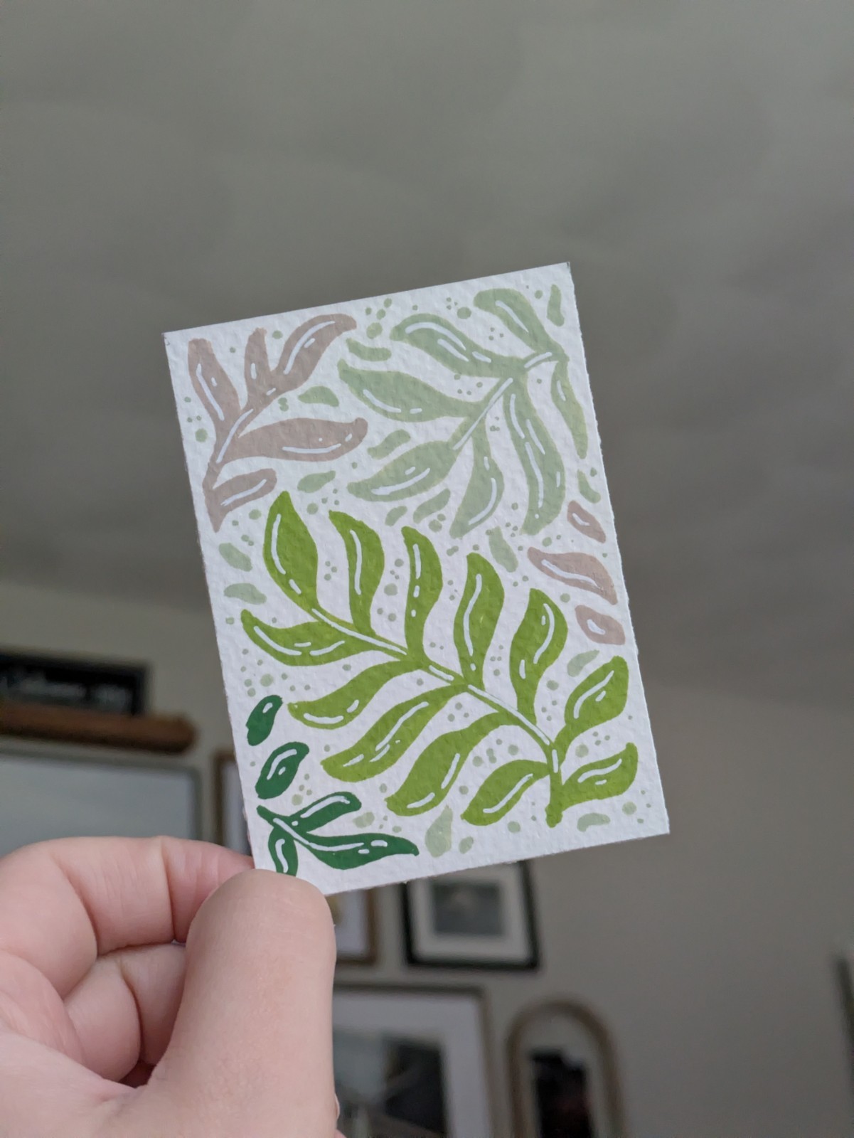 ACEO Art Card Original, Pretty Greenery #2, Foliage, Plants, 2.5×3.5 By TS.EG