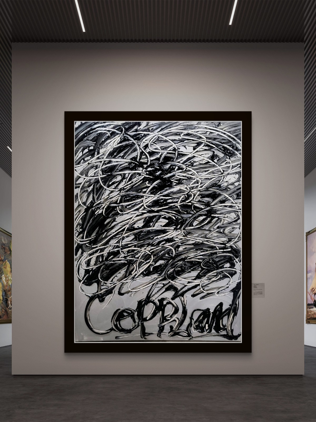 Trey Coppland, Black Night, Abstract Acrylic, 24+36 in, 2026, Signed Original