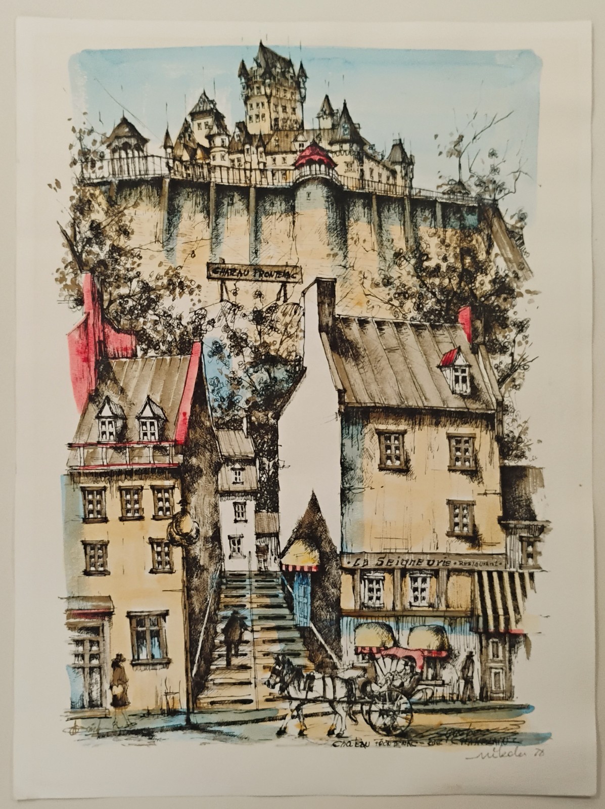 Nikola Bjelajac Rue Du Tresor Quebec Canadian Artist Original Vintage Painting