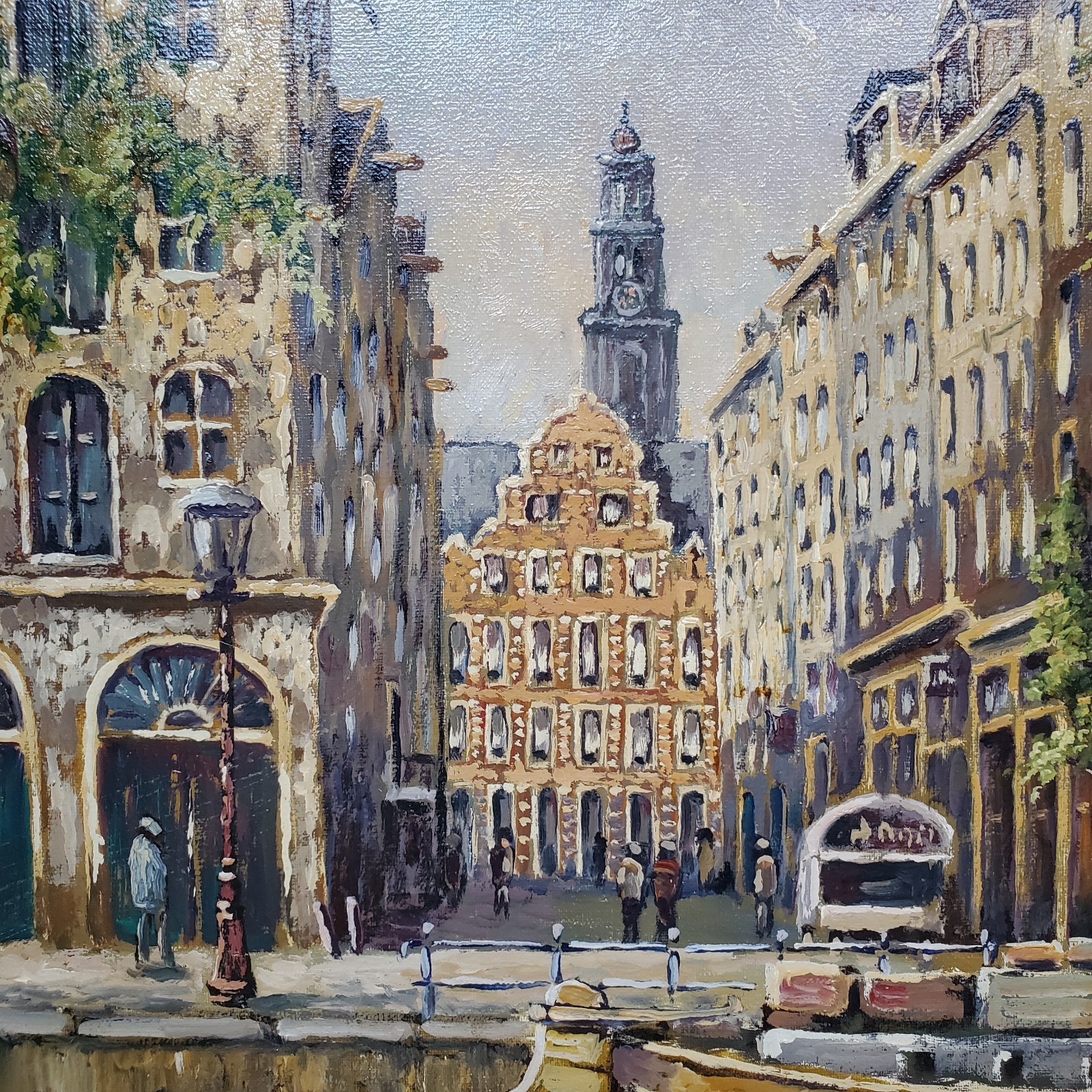 MCM JAN VAN BEEK Original Amsterdam Netherlands Canal Oil Painting Signed