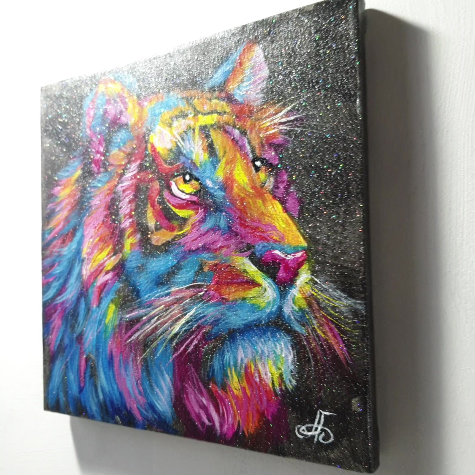 Tiger Colorful Original Acrylic Animal Painting Impressionist Ukraine Artist