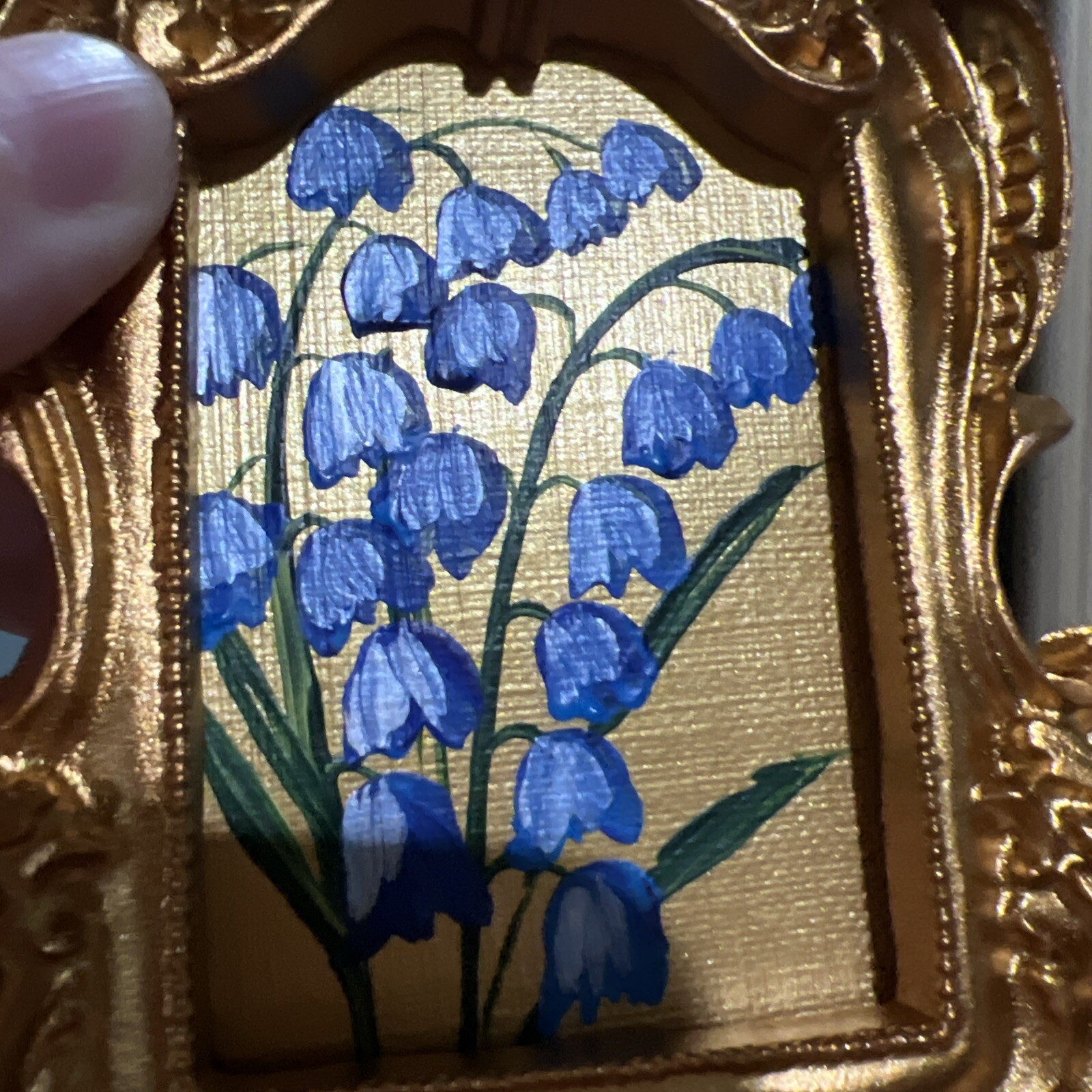 Bellflowers,flowers,original miniature painting,small,mini
