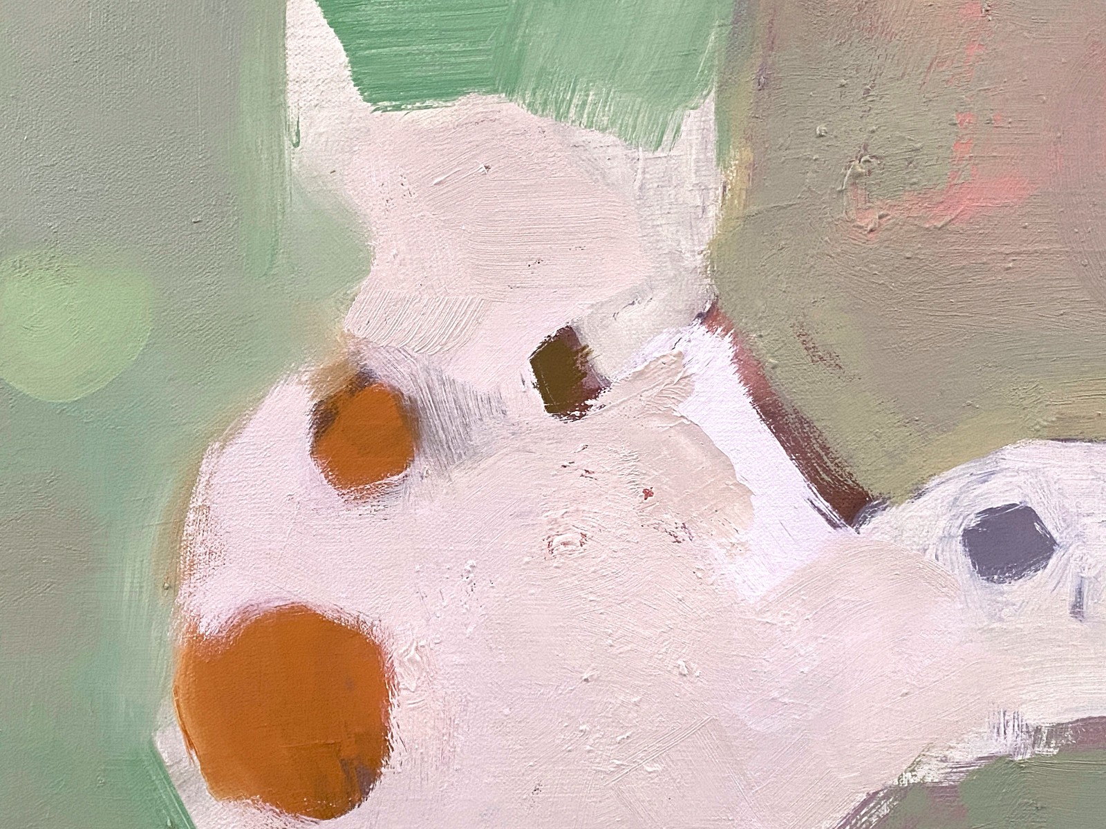Abstract Cat Green Background Original Oil Painting 24×30 Aldo Cherres Art