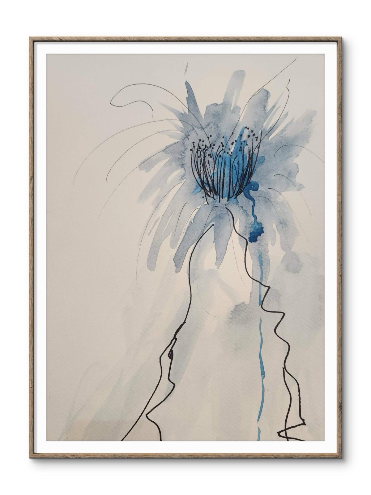 Abstract Flower Colorful Modern Unique Bold Art Watercolor Mixed Media Paper
