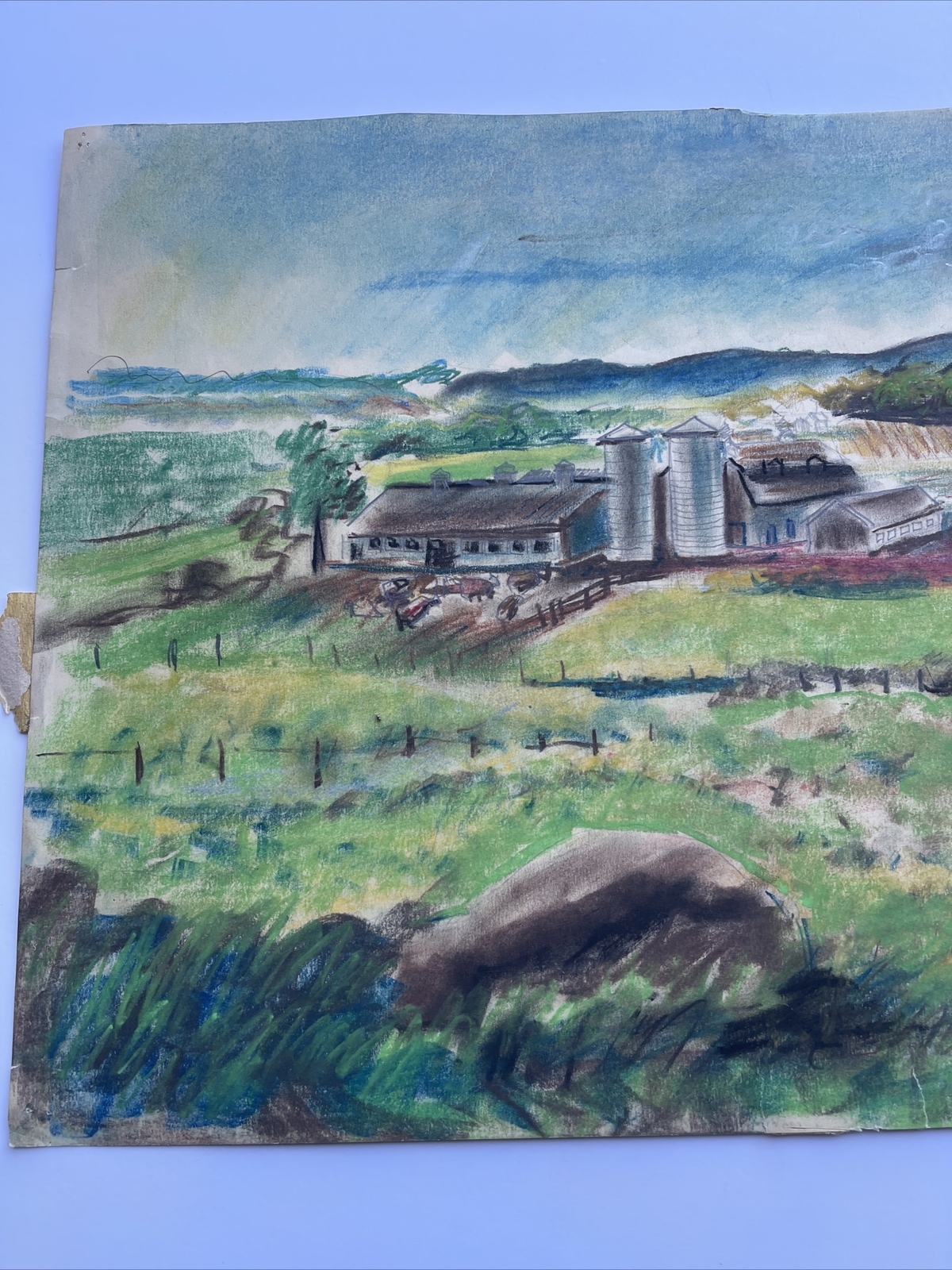 MID CENTURY DRAWING FAMOUS JO CAIN American Antique Wpa REGIONALISM Landscape