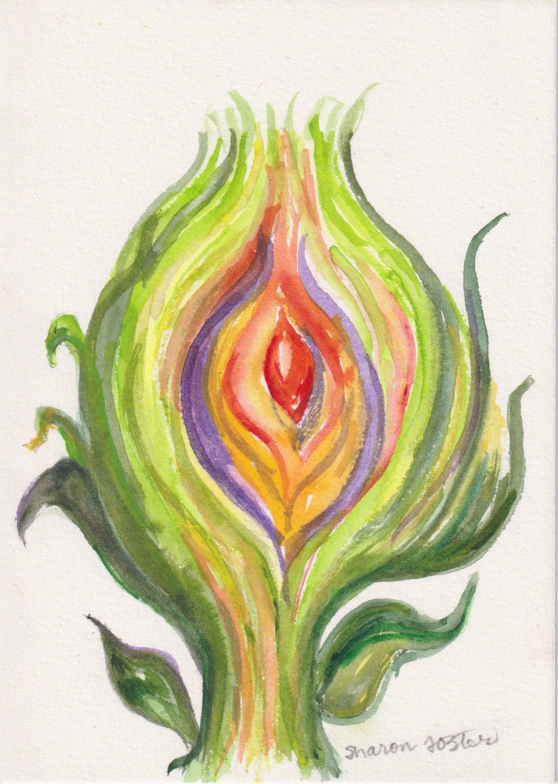 5 x7 Artichoke Original Watercolor Painting, Sharon Foster Art