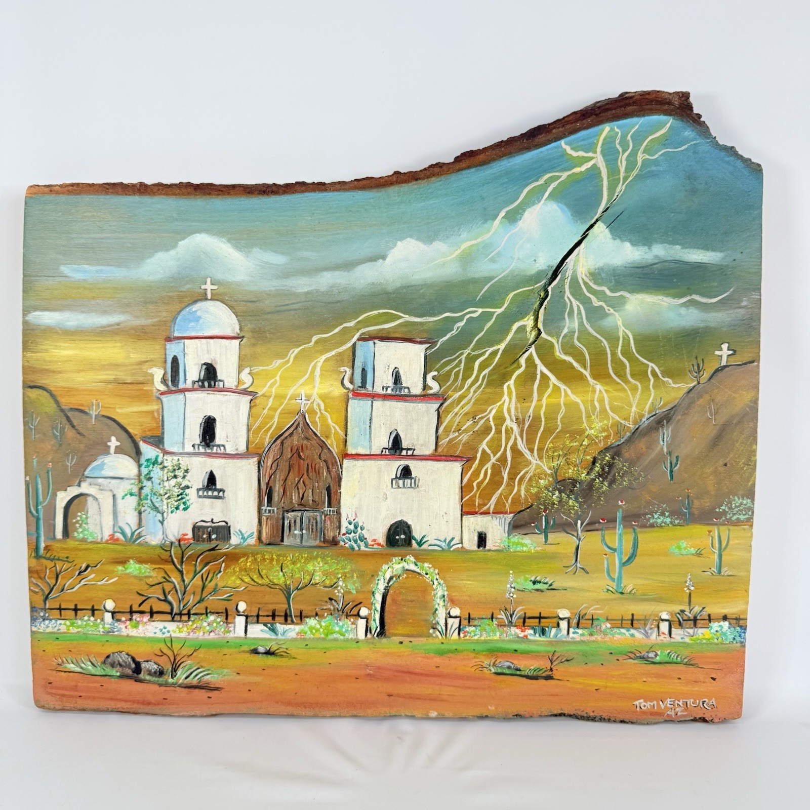 Mission San Xavier Del Bac Painting Art Tucson Arizona Signed Ventura Live Edge
