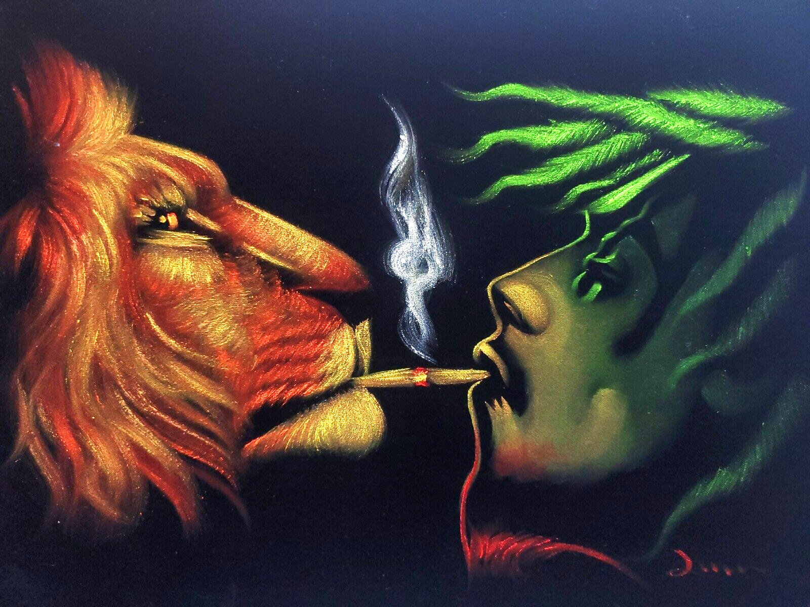 Bob Marley portrait by Zenon, size 16″x11″, original oil on black velvet v1