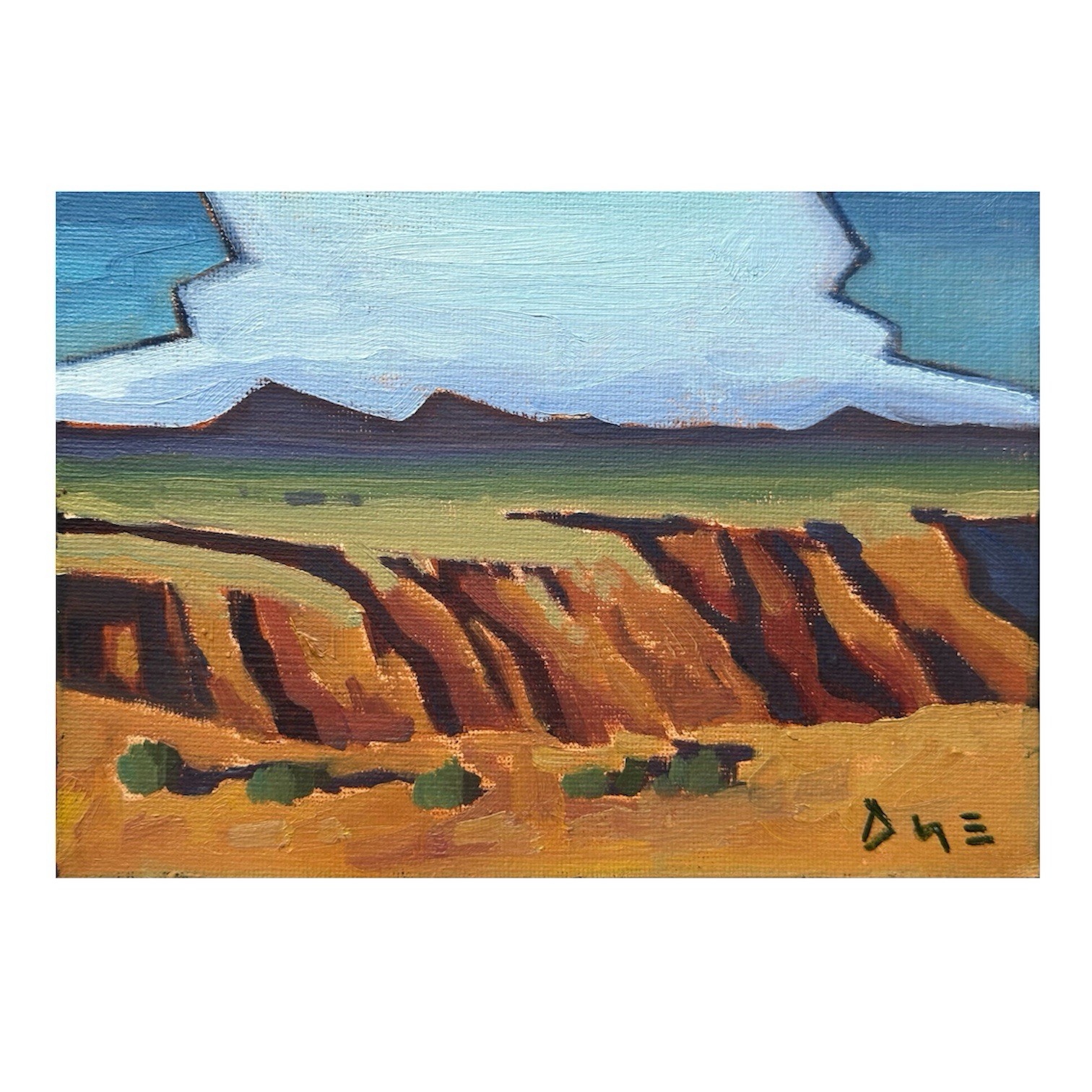 Original Landscape Painting Oil Western Sky Canyon 5×7 Signed Art